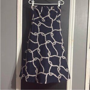 J. Crew Strapless Empire Waist Preppy Nautical Cotton Dress Size: 6
